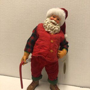Clothtique Possible Dreams 10" Santa with Vest and  Cane; Very good condition